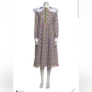 Chic Floral Long Sleeve Collar Dress